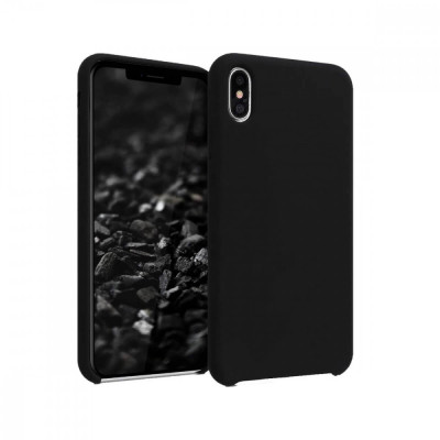 Carcasa Edman din silicon captusita cu microfibra la interior si colturi intarite, pentru Iphone XS Max, Negru foto