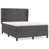 Cumpara ieftin Pat box spring cu saltea, gri inchis, 140x200 cm, catifea