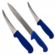 Set 3 cutite macelar pentru injunghiat si spintecat, 35 cm, 28 cm, 26 cm