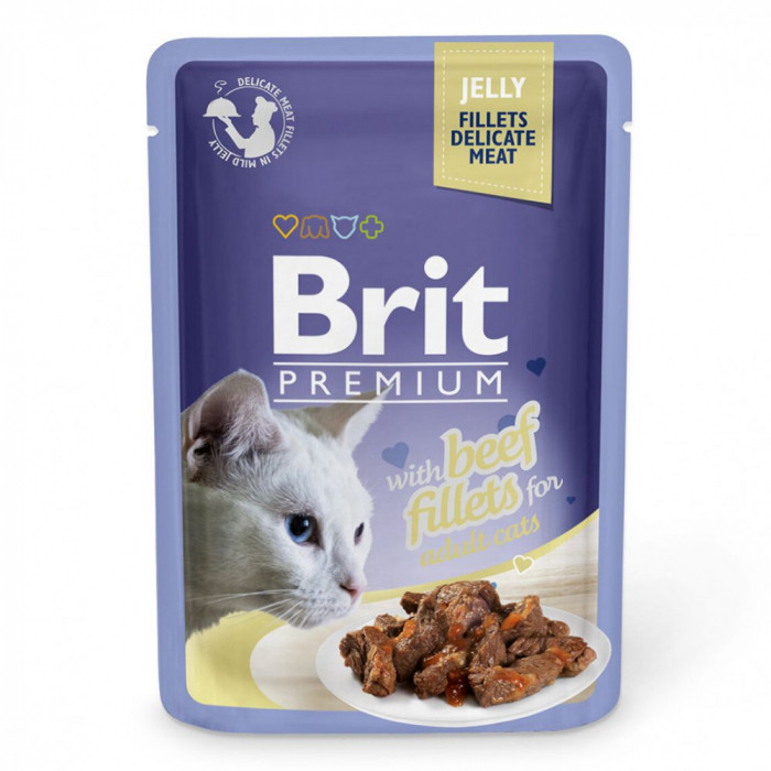 Pungă BRIT Premium Cat Vită &icirc;n jeleu 85 g