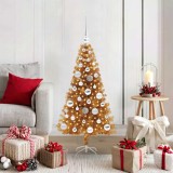 VidaXL Brad de Crăciun cu 150 LED cu suport Auriu 120 cm PET 3396608