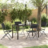 VidaXL Set de masă pentru grădină Pliere 5 pcs Negru Textilene și oțel