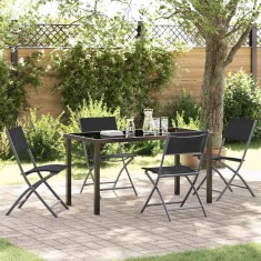 vidaXL Set de masă pentru grădină 5 pcs Negru Textilene și oțel