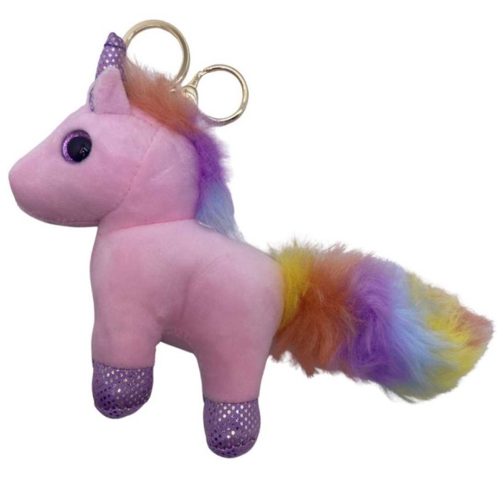 Breloc unicorn roz multicolor