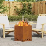Vatră Foc Hexagonală vidaXL, Oțel Corten, 58x58x51cm, Maro, Exterior, Rustic, Fără Fum, Balcon/Curte