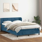 vidaXL Pat box spring cu saltea, albastru &icirc;nchis, 140x210 cm, catifea 3317611
