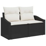 vidaXL Set de canapele pentru grădină cu pernă 7 pcs Negru Rattan poli