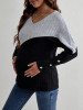 Pulover din tricot, cu maneca lunga, Maternity, negru, dama, Shein