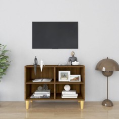 vidaXL Comodă TV, picioare lemn masiv, stejar maro, 69,5x30x50 cm 813148