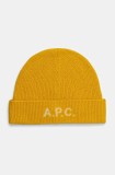 A.P.C. caciula de lana bonnet harry culoarea galben, de lana, WVBDK.M25085