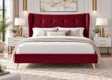 Pat Almera 180x200 cm Tapitat Catifea Burgundy Somiera Inclusa (cod ML 2227-11)