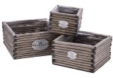 Cumpara ieftin Set 3 ghivece flori lemn salcie maro 16 x 16 x 12 cm, 24 x 24 x 13,5 cm, 29 x 29 x 14,5 cm