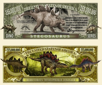 !!! SUA = FANTASY NOTE (TJ6) = STEGOSAURUS - 2018 - UNC / SERIA DINOZAURI foto