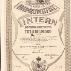 HST A621 Împrumutul intern de consolidare 1935 titlu de 500 lei