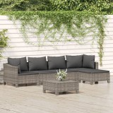 Set mobilier gradina vidaXL, 6 piese, poliratan gri, cu perne incluse - Canapea colt, taburet, modular, exterior