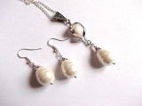 Set Bijuterii Perle Naturale Cultură, Pandantiv și Cercei Damă. Cadou Elegant 6cm