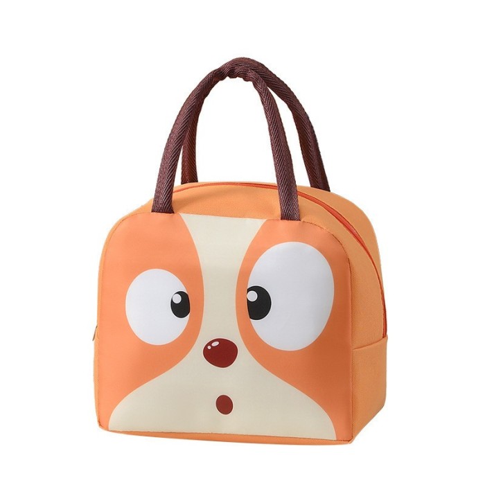 Geant&Auml; frigorific&Auml;, flippy, cu desene animat, portabil&Auml; pentru copii, de pr&Atilde;&cent;nz, din p&Atilde;&cent;nz&Auml; oxford, 22x14x19 cm, model catelus, maro