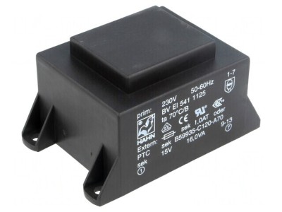 Transformator &amp;Icirc;ncapsulat 16VA 230V 15V PCB BVEI foto