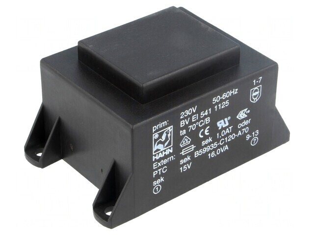 Transformator &Icirc;ncapsulat 16VA 230V 15V PCB BVEI