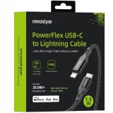 Innostyle Powerflex Usb-C Cablu De &Icirc;ncărcare Rapidă Usb-C Lightning Mfi Pentru Iphone Kevlar 2M Negru
