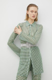 R&eacute;sum&eacute; camasa femei, culoarea verde, cu guler clasic, regular