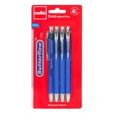 Set Pixuri Ballpoint Cello Butterflow, 0.8mm, Corp Albastru, 4 Bucăți, Oem