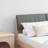 VidaXL Tăblie tapițată Gri &icirc;nchis 140 cm Lemn de pin masiv 879230