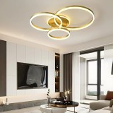 Lustra LED cu telecomanda ELISABETH, 94W, 3 Cercuri, lumina Rece/Calda/Neutra, Dimabila, Auriu