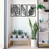 Cumpara ieftin Tablou metalic Leaf2 Negru 80x38 cm