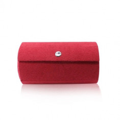 Casetă de bijuterii de culoare roșie - formă de rulou, cutie de bijuterii &icirc;n trei straturi