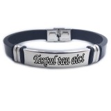 Bratara personalizata neagra piele gravata cu textul tau