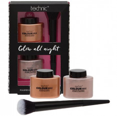 Kit machiaj pudra iluminatoare,pudra bronzanta,pensula aplicare Technic Glow All Night foto