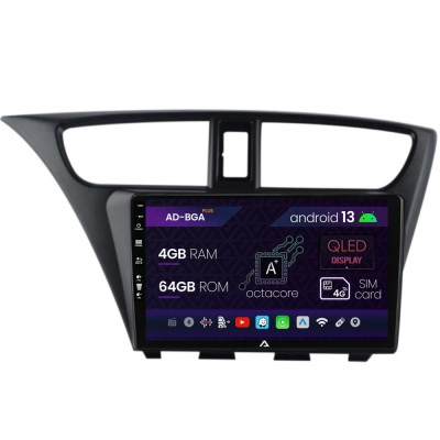 Navigatie Honda Civic Hatchback (2012-2015), Android 13, A-Octacore 4GB RAM + 64GB ROM, 9 Inch - AD-BGA9004+AD-BGRKIT019 foto
