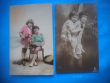 HOPCT 1773 COPII--ROMANTICA-FRANTA-LOT 2 CARTI POSTALE VECHI-CIRCULATE, Circulata, Printata