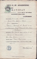 A3060N Kivonat keresztelő k&amp;ouml;nyv&amp;eacute;ből Marosv&amp;aacute;s&amp;aacute;rhely/Extras din matricula botezaților T&amp;acirc;rgu Mureș, 1877 foto