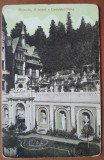 Carte postala, Sinaia, o terasa a Castelului Peles, perioada interbelica