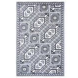 Covor Exterior Esschert Design, 182x122 cm, Polipropilena, Reversibil, Negru/Alb, Romburi, Terasa/Gradina