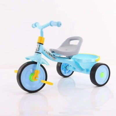 Tricicleta pentru copii Yuebei cu cosulet - Albastru foto