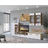 Living Nensi 3 Stejar Auriu+Alb 280x47x200 cm