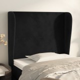 Gossi tablie de pat cu aripioare, negru, 93x23x118/128 cm, catifea