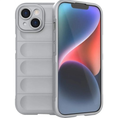 Husa wave, compatibila cu IPhone 14, Grip Anti-Soc, Tpu, Smoke Gray foto