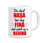 Cana alba personalizata &quot;De cand Nasa imi zice Fina ma simt ca o regina&quot;, INOVATIX&reg;. 330ml, Oem