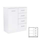 Cumpara ieftin Comodă Miami cu 1 ușă și 4 sertare 80x92 cm alb-alb