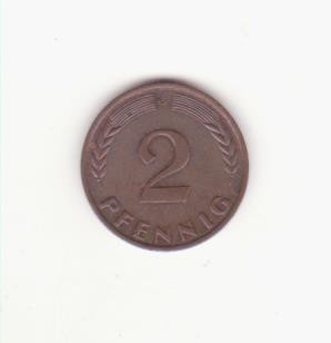 Germania (RF.G.) 2 Pfennig 1961 non-magnetic litera G foto