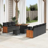 VidaXL Set de canapele pentru grădină 10 pcs Negru 80 x 80 x 71 cm