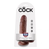 Regele Cock 7 Dildo Marron Cu Bile 17.8 Cm, King Cock
