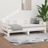 VidaXL Pat extensibil de zi, alb, 2x(90x190) cm, lemn masiv de pin