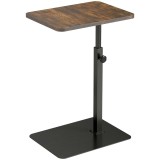 HOMCOM Măsuță laterală &icirc;n formă de C, reglabilă pe &icirc;nălțime, pentru canapea și pat, metal, maro rustic | Aosom Romania