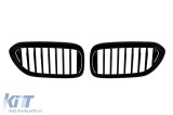 Grile de rinichi cu nervuri simple vopsite &icirc;n negru, potrivite pentru BMW Seria 5 G30 sedan, G31 break 2017-2020 Performance AutoTuning