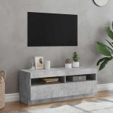 Comodă TV cu lumini LED, gri beton, 100x35x40 cm